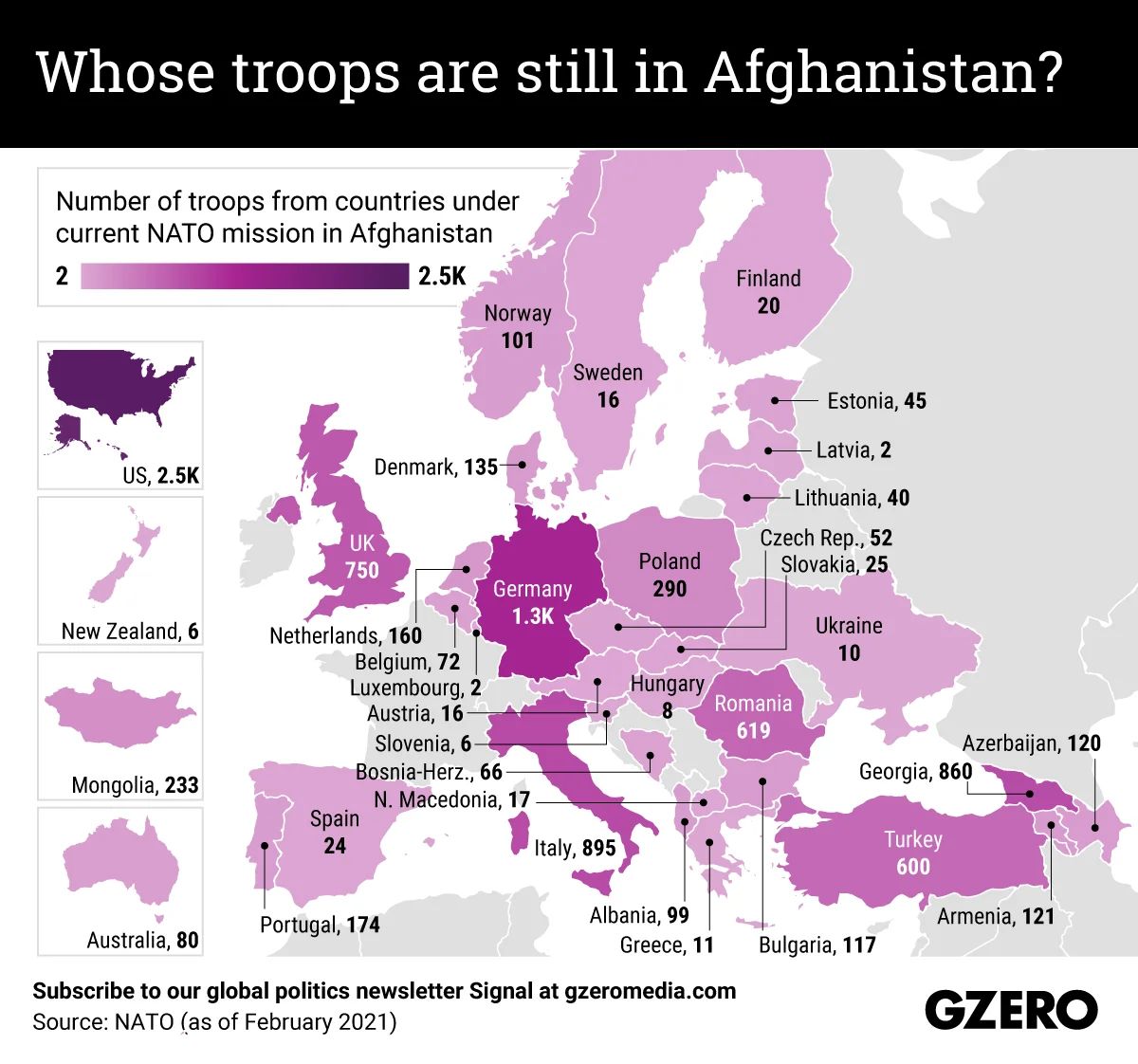 ΟΙ δυνάμεις του NATO που βρίσκονται στο Αφγανιστάν ανά χώρα