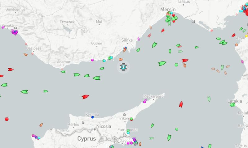 Ο χάρτης που απεικονίζει την θέση του τουρκικού γεωτρύπανου Abdulhamid Han