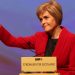 Newly appointed SNP leader Nicola Sturgeon gestures to the audience during her speech at the annual party conference at Perth Concert Hall, Scotland.