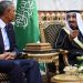 epa04589116 A handout picture provided by the Saudi Press Agency (SPA) shows US President, Barack Obama (L) sitting with the new Saudi King, Salman bin Abdul Aziz (R), shortly after his arrival in Riyadh, Saudi Arabia, 27 January 2015. Obama cut short his trip to India to head a high profile delegation to one of America's closest allies in the Middle East to offer his condolences on the death of the late King Abdullah bin Abdulaziz al-Saud and attend a bilateral meeting at the Erga Palace, to discuss regional developments including Yemen, Iran and the ongoing unrest resulting form the activities of the group calling themselves the Islamic State (IS).  EPA/SAUDI PRESS AGENCY / HANDOUT  HANDOUT EDITORIAL USE ONLY/NO SALES