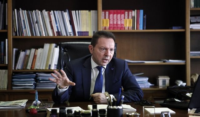 Greece's Finance Minister Yannis Stournaras speaks during an interview with Reuters in Athens April 2, 2014. Greece's first foray into bond markets after a four-year exclusion will be on a "trial and error" basis but the nation expects to fund itself unaided in 2016, Stournaras told Reuters on Wednesday.   To match Interview GREECE-ECONOMY/  REUTERS/Alkis Konstantinidis (GREECE - Tags: BUSINESS POLITICS) - RTR3JOSW