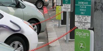 Three converted Prius Plug-In Hybrids charging at San Francisco City Hall