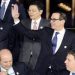 US Secretary of the Treasury Steven Mnuchin (R) waves as he and other participants in the G20 Finance Ministers and Central Bank Governors Meeting pose for the Family photo in Baden-Baden, southern Germany, on March 17, 2017.       
Finance ministers from the world's top nations gather in Germany on March 17, as fears grow of a looming trade war over US President Donald Trump's America First policy. / AFP PHOTO / Thomas Kienzle