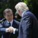 File photo: U.S. President Donald Trump  (R) greets South Korean President Moon Jae-in prior to delivering a joint statement from the Rose Garden of the White House in Washington, U.S., June 30, 2017. REUTERS/Carlos Barria