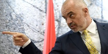 Albanian Prime Minister Edi Rama speaks during a joint press conference with Prime Minister of Montenegro Dusko Markovic (not pictured), at the Vila Gorica, in Podgorica, Montenegro, 03 April 2017. Rama arrived in Podgorica for a one day official visit., Image: 327638623, License: Rights-managed, Restrictions: , Model Release: no, Credit line: Profimedia, TEMP EPA