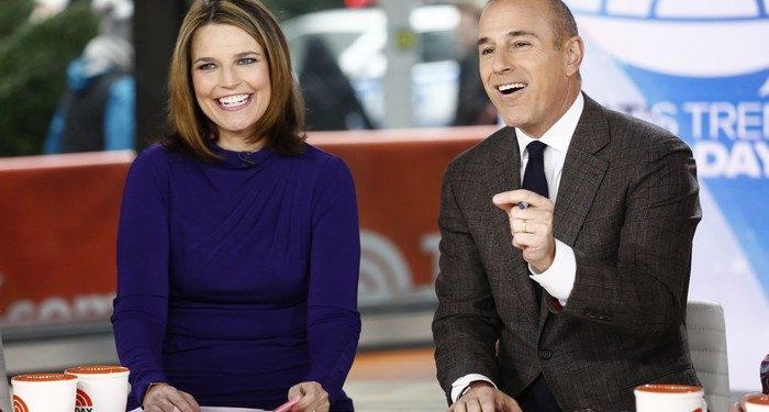 TODAY -- Pictured: (l-r) Savannah Guthrie and Matt Lauer appear on NBC News' "Today" show -- (Photo by: Peter Kramer/NBC/NBC NewsWire via Getty Images)