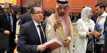 Algeria's Minister of Energy Noureddine Boutarfa, left, listens to Khalid Al-Falih Minister of Energy, Industry and Mineral Resources of Saudi Arabia as part of the 15th International Energy Forum Ministerial meeting in Algiers, Algeria, Tuesday, Sept. 27, 2016. At meetings in Algeria this week, energy ministers from OPEC and other oil-producing countries are discussing whether to freeze production levels to boost global oil prices. (AP Photo/ Sidali Djarboub)