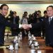 <> on January 9, 2018 in Panmunjom, South Korea. South and North Korea are scheduled to begin their first official face-to-face talks in two years on Tuesday, January 9, 2017.