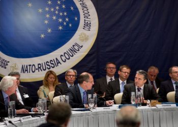 NATO-Russia Council meeting in Sochi, Russia. View of the room. Left to right: the Permanent Representative for the US to NATO, Ivo Daalder; Russian Minister of Foreign Affairs, Sergei Lavrov and NATO Secretary General Anders Fogh Rasmussen.