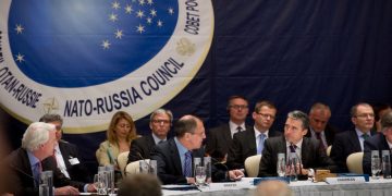 NATO-Russia Council meeting in Sochi, Russia. View of the room. Left to right: the Permanent Representative for the US to NATO, Ivo Daalder; Russian Minister of Foreign Affairs, Sergei Lavrov and NATO Secretary General Anders Fogh Rasmussen.