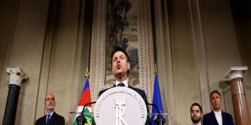 Italy's Prime Minister-designate Giuseppe Conte talks to the media at the Quirinal Palace in Rome, Italy, May 31, 2018. REUTERS/Alessandro Bianchi