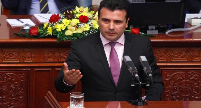 Newly elected Prime Minister Social Democrat leader Zoran Zaev speaks in the parliament in Skopje, Macedonia June 1, 2017.   REUTERS/Ognen Teofilovski