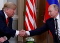 U.S. President Donald Trump and Russia's President Vladimir Putin shake hands as they meet in Helsinki, Finland July 16, 2018. REUTERS/Kevin Lamarque