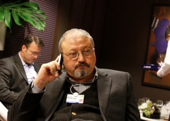 Mandatory Credit: Photo by Virginia Mayo/AP/REX/Shutterstock (6985518av)
Jamal Khashoggi Saudi Arabian journalist Jamal Khashoggi speaks on his cellphone at the World Economic Forum in Davos, Switzerland on . More than two dozen senior officials from key economies will try Saturday to agree on whether to send a political signal that a new global trade deal can, at last, be completed this year as the World Economic Forum gradually comes to a close
Switzerland Davos Forum, Davos, Switzerland