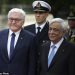 German President Frank-Walter Steinmeier, left, and his Greek counterpart Prokopis Pavlopoulos review the Presidential Guard during a welcome ceremony at the Presidential palace in Athens, Friday, April 7, 2017. Steinmeier is in Greece on a two-day official visit. (AP Photo/Thanassis Stavrakis)