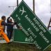 epa06560228 Workers remove a board with the sign for the airport Alexandar the Great near Skopje, The Former Yugoslav Republic of Macedonia, 24 February 2018. The Former Yugoslav Republic Of Macedonian public eagerly awaits the outcome of the intensive negotiations between the Macedonian and Greek governments regarding the problem of the name of the country. The country has been stuck with years in the effort to become a member of the NATO and EU because of the problem that Greece has about the name of the country. The FYROM Government made a decision to rename the Alexander the Great Airport to 'Skopje International airport' and Highway Alexander of Macedonia Highway leading to the Greek border to 'Friendship Highway'. Former Yugoslav Republic of Macedonia (FYROM) and Greece are seeking a solution in a dispute over Macedonia's name. Greece insists that FYROM's name implies territorial claims to its own northern province, called Macedonia.  EPA/GEORGI LICOVSKI