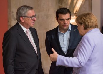 Valletta, Malta.12/11/15: European Commission President Jean-Claude Juncker (L) Greek Prime Minister Alexis Tsipras (C) and German Chancellor Angela Merkel (R) At the two-day Malta summit,which will build on existing cooperation processes between Europe and Africa.The summit is expected to address the root causes of migration by working to help create peace, stability and economic development in the countries of origin and transit.Jonathan Raa / Nurphoto (Photo by NurPhoto/NurPhoto via Getty Images)