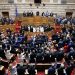 Leader of the Greek Orthodox church Archbishop Ieronimos blesses lawmakers during a swearing-in ceremony at the Greek parliament in Athens, Greece, July 17, 2019. REUTERS/Alkis Konstantinidis