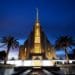 The Rome Italy Temple of The Church of Jesus Christ of Latter-day Saints is pictured after sunset on Sunday, Jan. 13, 2019.