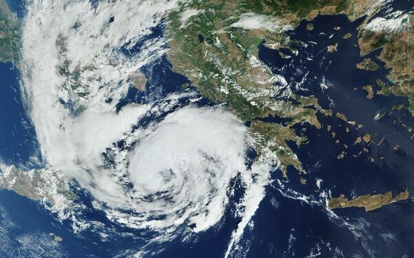 Image: Copernicus Sentinel-3 captured this image of the Mediterranean hurricane, or ‘Medicane,’ crossing the Ionian Sea and approaching Greece yesterday 17 September.