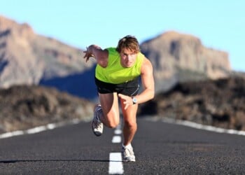 Sprinter running on road