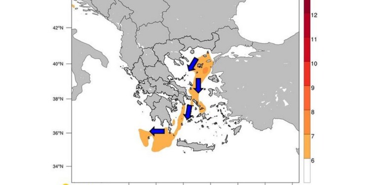 Meteo: Χάρτης ανέμων