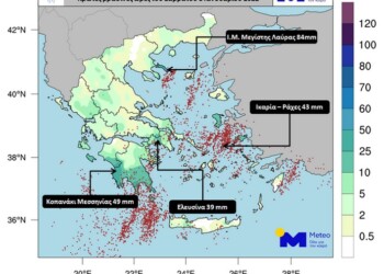 Το σύστημα καταγραφής κεραυνών «ΖΕΥΣ» του Εθνικού Αστεροσκοπείου Αθηνών / meteo.gr  κατέγραψε πάνω από 3000 κεραυνούς έως τι πρώτες βραδινές ώρες