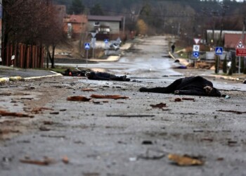 dead bodies in Bucha streets, ukraine