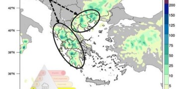 Σύμφωνα με τα προγνωστικά στοιχεία του Εθνικού Αστεροσκοπείου Αθηνών / Meteo.gr, βροχές και καταιγίδες αναμένεται να εκδηλωθούν το Σάββατο 18/06, 