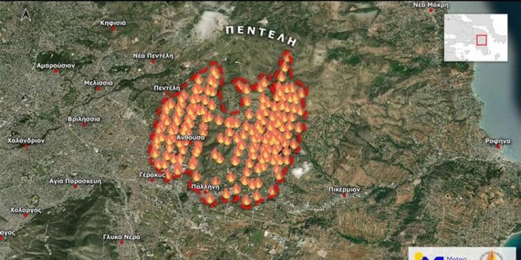 Δορυφορικές παρατηρήσεις από το σύστημα FIRMS (Fire Information for Resource Management System) της NASA