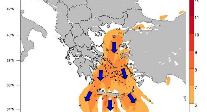 Σύμφωνα με τα προγνωστικά στοιχεία του Εθνικού Αστεροσκοπείου Αθηνών / meteo.gr, πολύ ενισχυμένοι άνεμοι βορείων διευθύνσεων θα επικρατήσουν στο Αιγαίο 