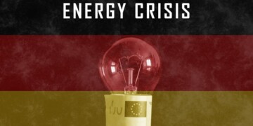 Energy crisis in Germany, Concept crisis of electricity with flag Germany