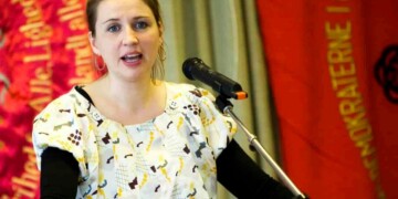 Socialdemokraternes Mette Frederiksen taler torsdag morgen 1. maj 208 på Glostrup Bibliotek.