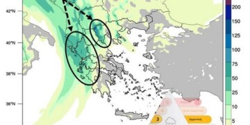 Σύμφωνα με τα προγνωστικά στοιχεία του Εθνικού Αστεροσκοπείου Αθηνών/ meteo.gr, οι τοπικά έντονες βροχοπτώσεις και οι σποραδικές καταιγίδες 