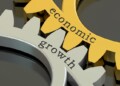 Economic Growth concept on the gearwheels, 3D rendering