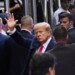 Former US president Donald Trump arrives ahead of his arraignment at the Manhattan Federal Court in New York City on April 4, 2023. - Former US President Donald Trump is to be booked, fingerprinted, and will have a mugshot taken at a Manhattan courthouse on the afternoon of April 4, 2023, before appearing before a judge as the first ever American president to face criminal charges. (Photo by ANDREW CABALLERO-REYNOLDS / AFP) (Photo by ANDREW CABALLERO-REYNOLDS/AFP via Getty Images)