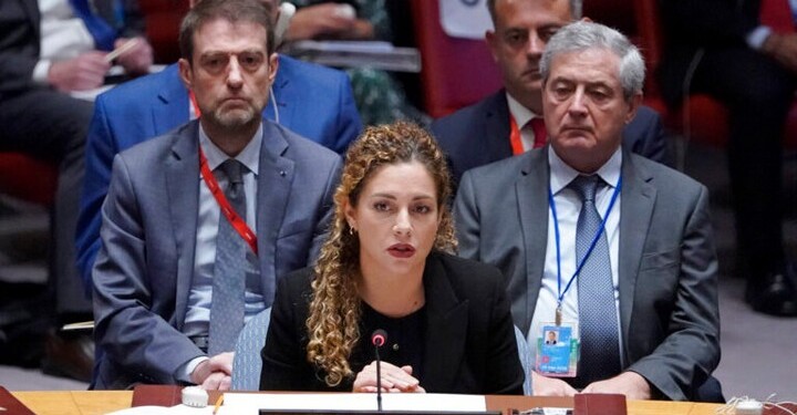 Albania's Foreign Minister Olta Xhacka speaks during a high level Security Council meeting on the situation in Ukraine, Thursday, Sept. 22, 2022, at United Nations headquarters. (AP Photo/Mary Altaffer)