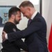 Poland's President Andrzej Duda greets Ukrainian President Volodymyr Zelenskiy at the Presidential Palace in Warsaw, Poland, April 5, 2023. REUTERS/Kacper Pempel