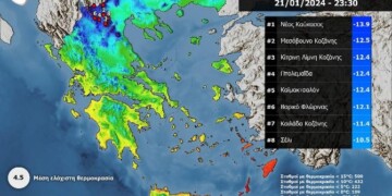 Εξαιρετικά χαμηλές θερμοκρασίες επικρατούν σε περιοχές της Δυτικής Μακεδονίας όπου υπάρχει χιονοσκεπές έδαφος.