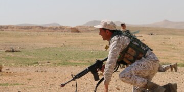 A Jordan Armed Forces Soldier conducts movement and maneuver drills during a recent Jordan Operational Engagement Program (JOEP) training cycle with the U.S. Army. The U.S. Army is in Jordan to partner closely with the Jordan Armed Forces in meeting common security challenges. Jordan is one of the United States' closest allies in the region.