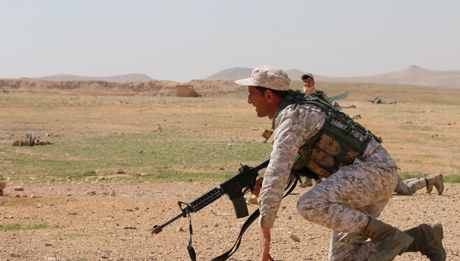 A Jordan Armed Forces Soldier conducts movement and maneuver drills during a recent Jordan Operational Engagement Program (JOEP) training cycle with the U.S. Army. The U.S. Army is in Jordan to partner closely with the Jordan Armed Forces in meeting common security challenges. Jordan is one of the United States' closest allies in the region.