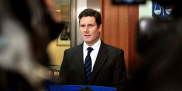 FILE - Keir Starmer, director of public prosecution, delivers a statement to the media on British lawmakers facing criminal charges relating to claims made on expenses, at the Crown Prosecution Service headquarters in central London, Friday, Feb. 5, 2010. Four British lawmakers will face criminal charges, and the prospect of jail, over Britain's expense claim scandal, Starmer said Friday. (AP Photo/John Stillwell, Pool, File)