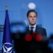 NATO Secretary General Mark Rutte delivers a statement during a joint press conference with Romanian Prime Minister Ion Marcel Ciolacu before a meeting at NATO headquarters in Brussels on Monday, Nov. 18, 2024. (AP Photo/Omar Havana)