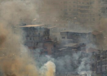 Smoke rises from an Israeli airstrike in Dahiyeh, Beirut, Sunday, Oct. 27, 2024. (AP Photo/Hassan Ammar)